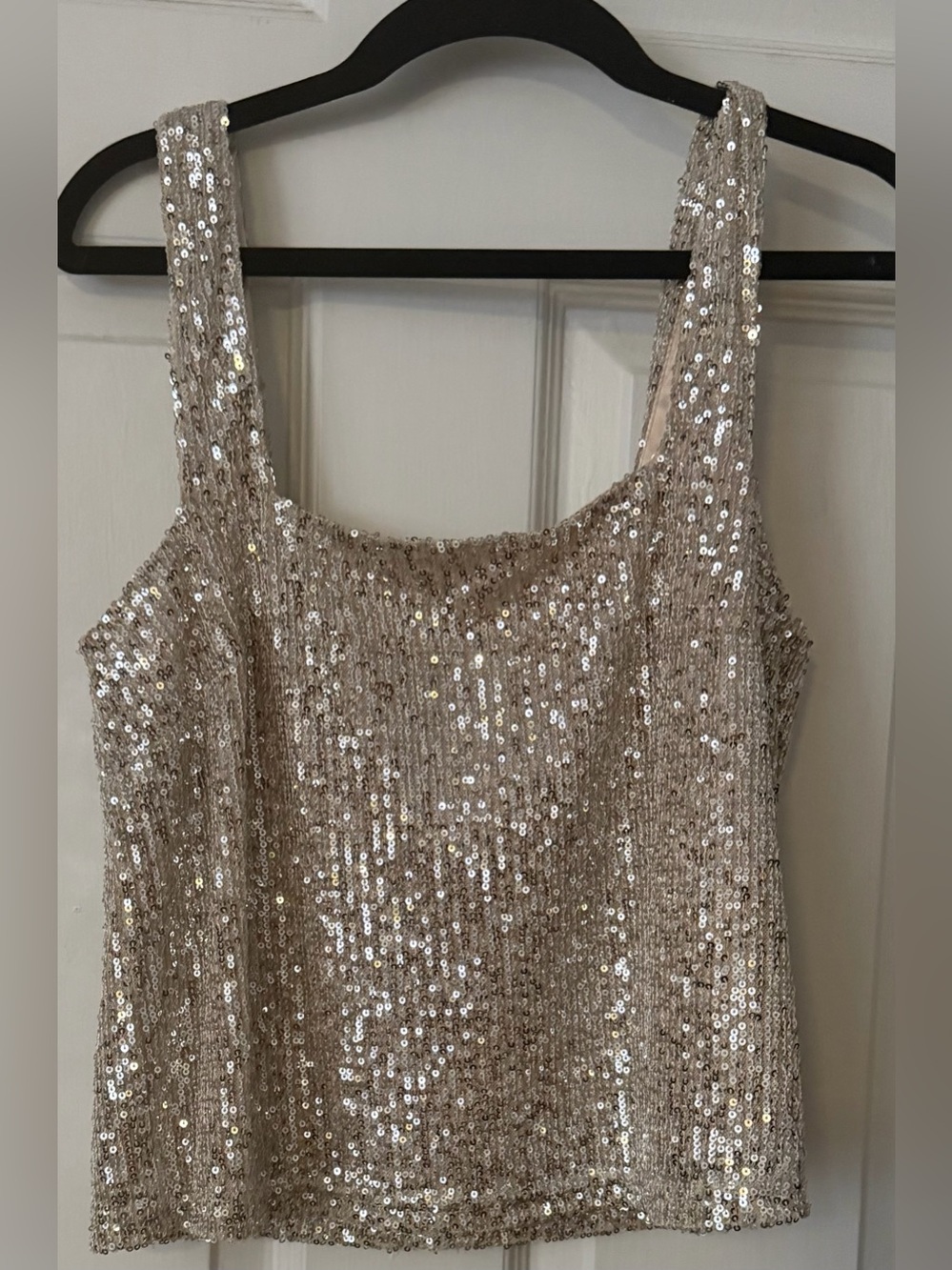 Wishlist Apparel Champagne Gold Sequin Tank Top Medium Party Holiday Glam Y2K